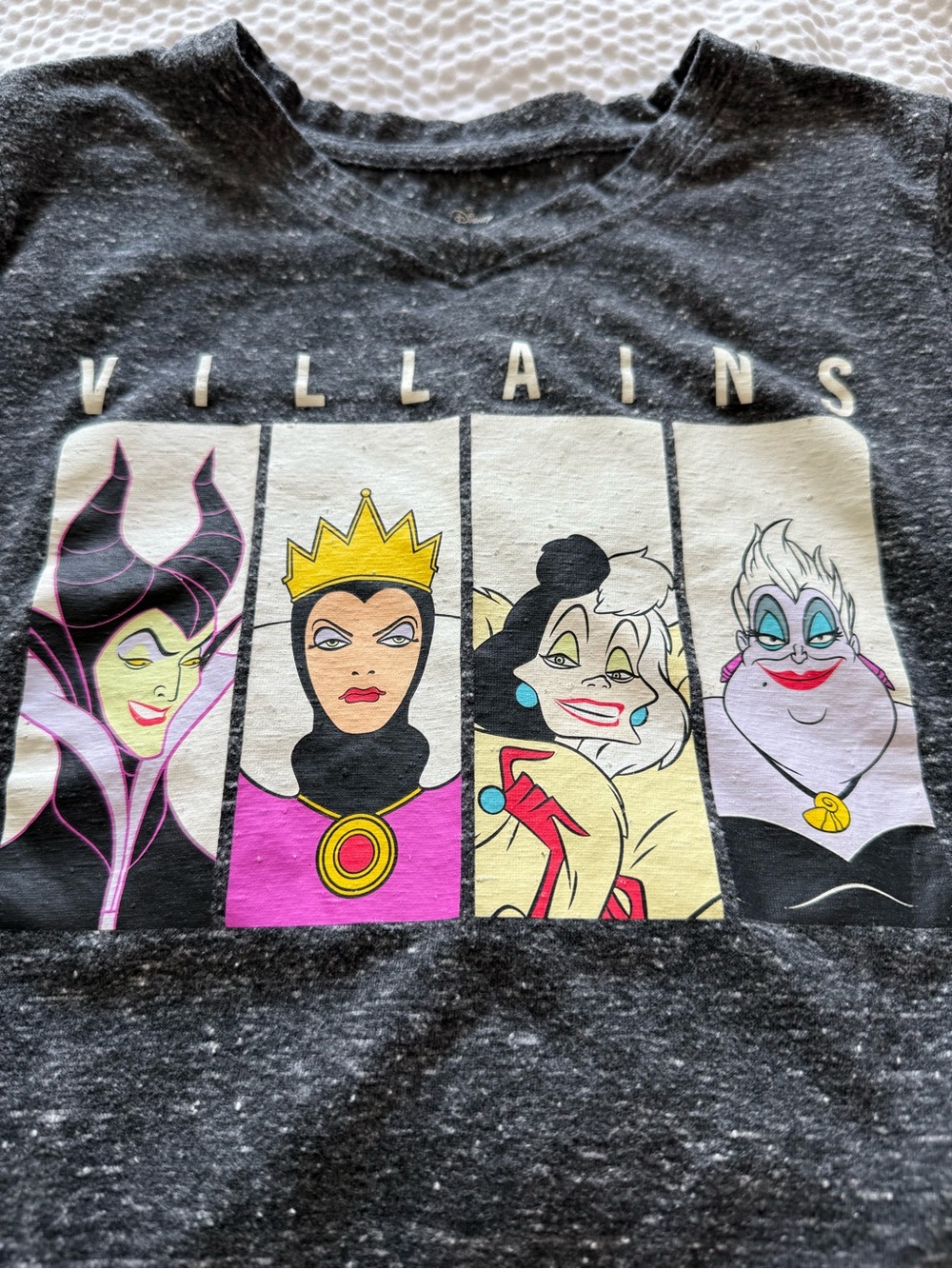Disney Black Women’s Villains Graphic Tee with Colorful Character Panels